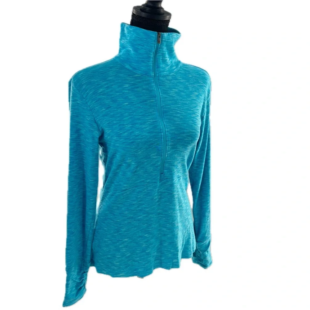 Columbia Half-Zip Pullover Mock Turtleneck Turquoise Space Dye Size Medium